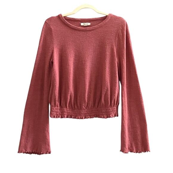 MADEWELL Knit Top Women XXS Smocked Oversize Coquette Boho Romantic Acubi Y2K - Picture 5 of 13